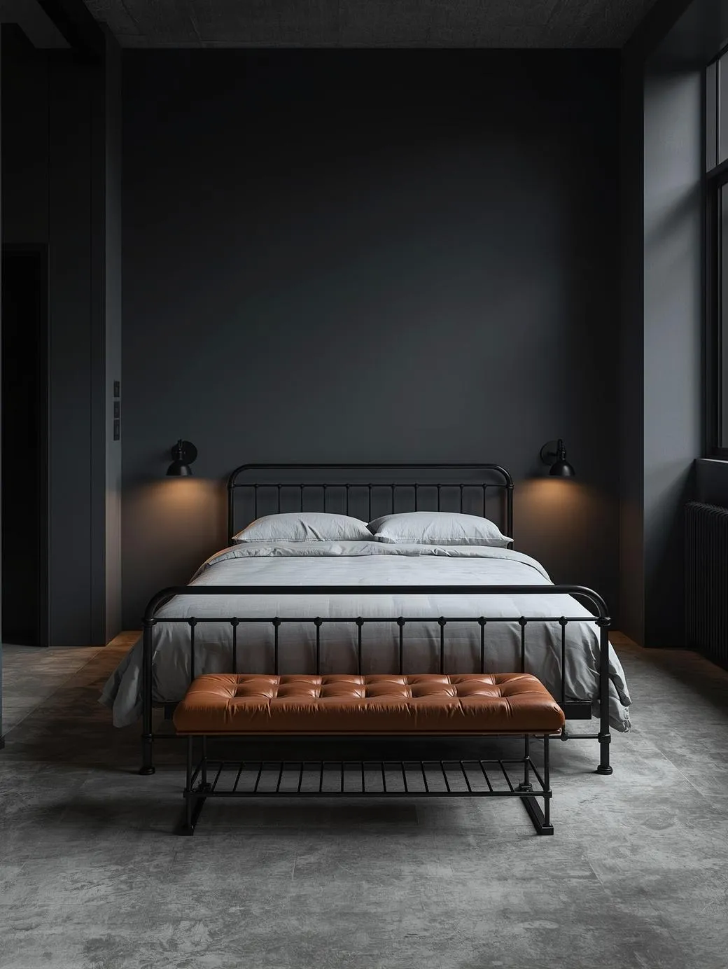 charcoal minimalist bedroom idea 2026