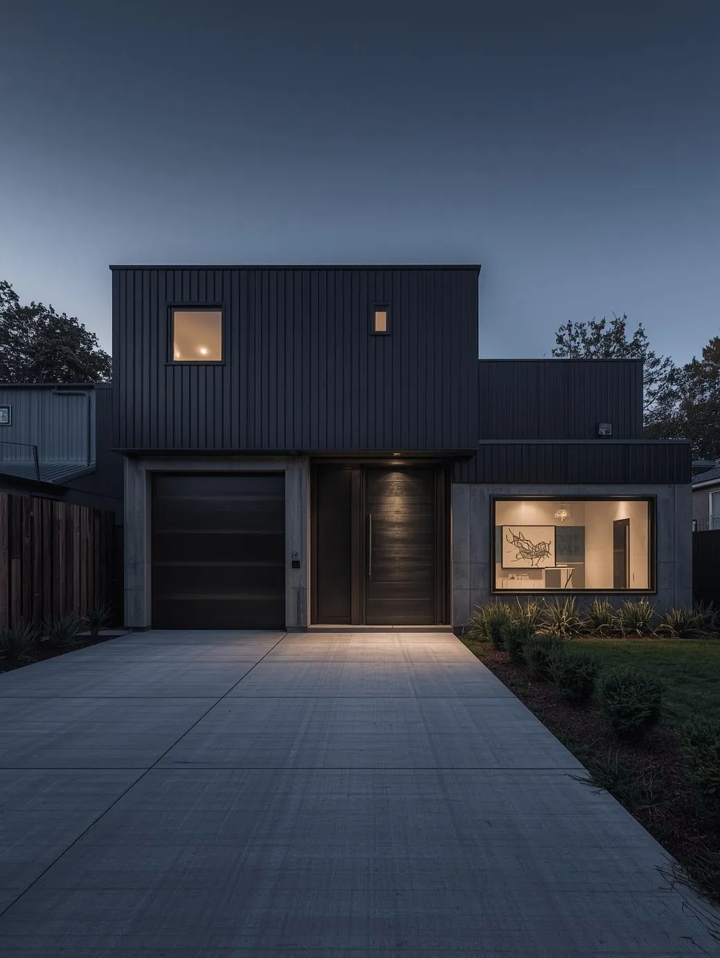 Industrial-modern-home-exterior-charcoal-metal-cladding