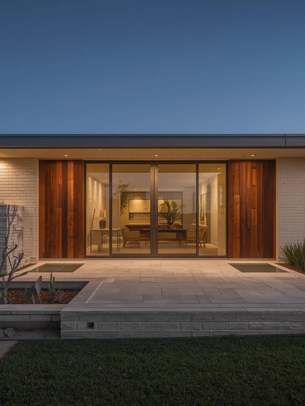 Mid-century-inspired-ranch-home-exterior-white-painted