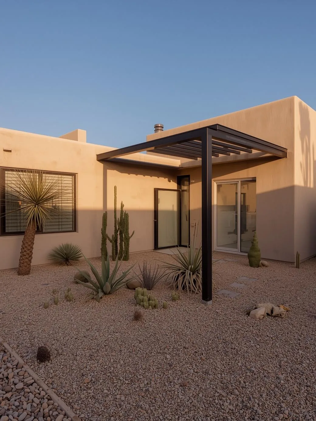 Minimalist-desert-ranch-exterior-sand-colored