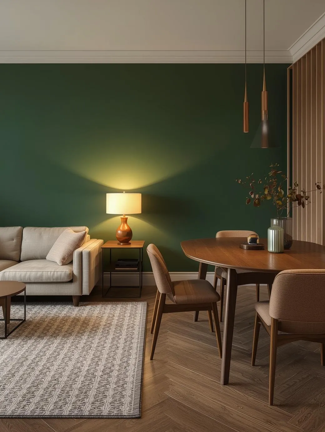 Transitional-mid-century-apartment-living-dining-combo-