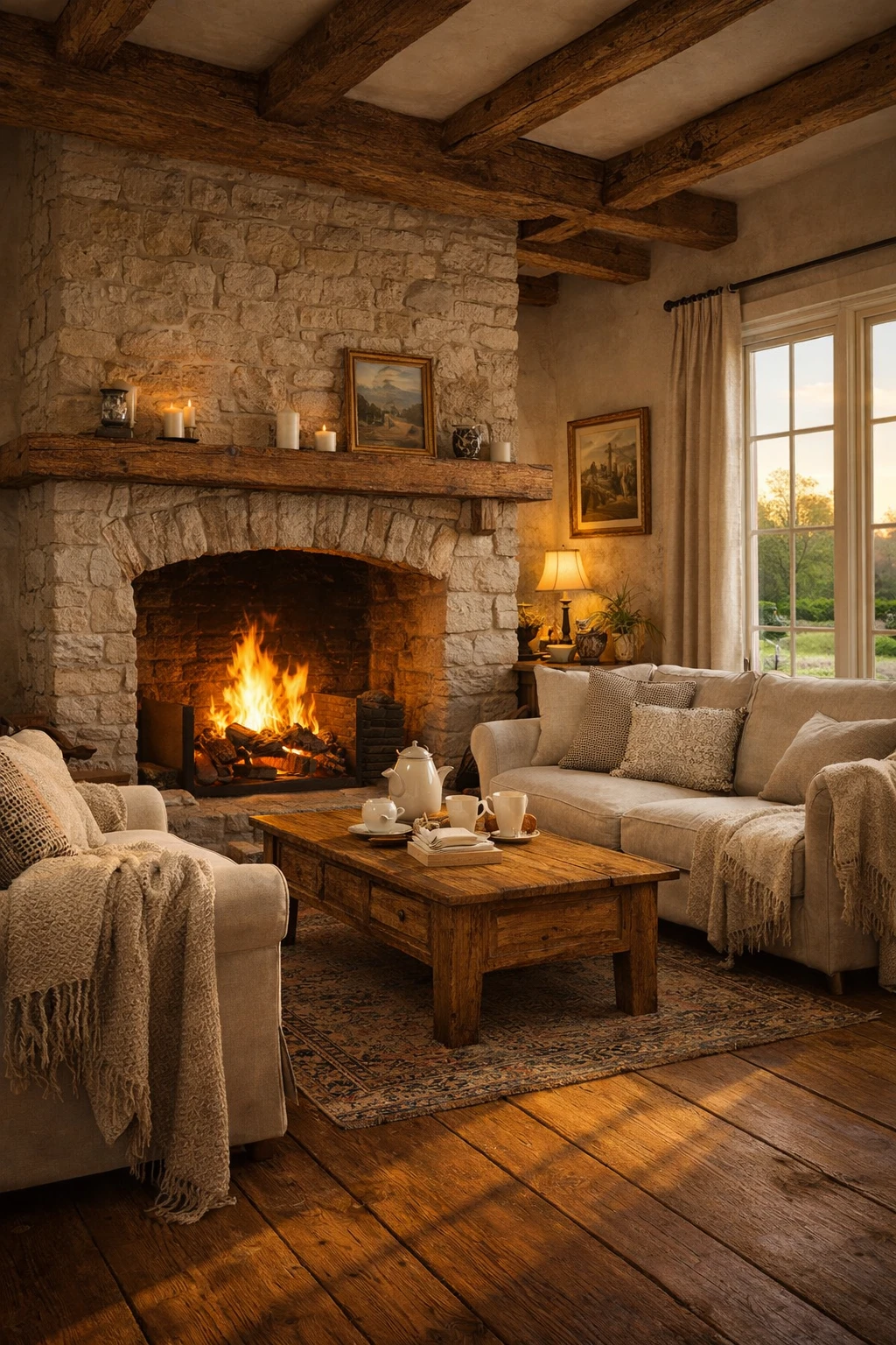 English Country Side Fire Place Living Room