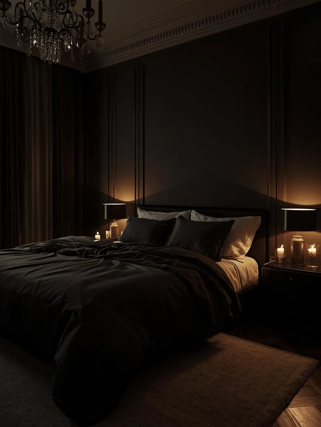 Moody-feminine-bedroom-interior-candlelight-ambiance-warm