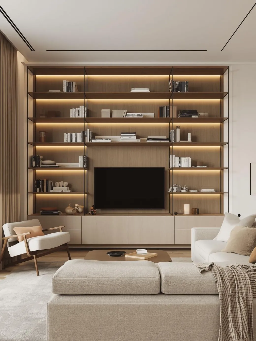 floor-to-ceiling-shelving-wall-minimal-decor-styling